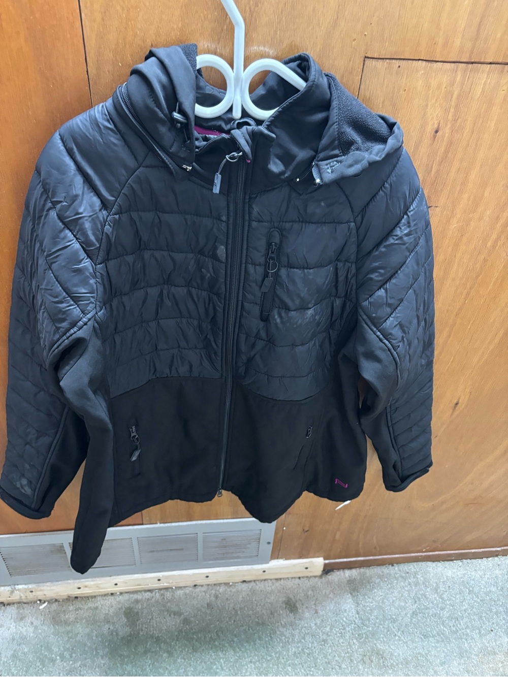 Black Quilted Hooded Jacket in good condition